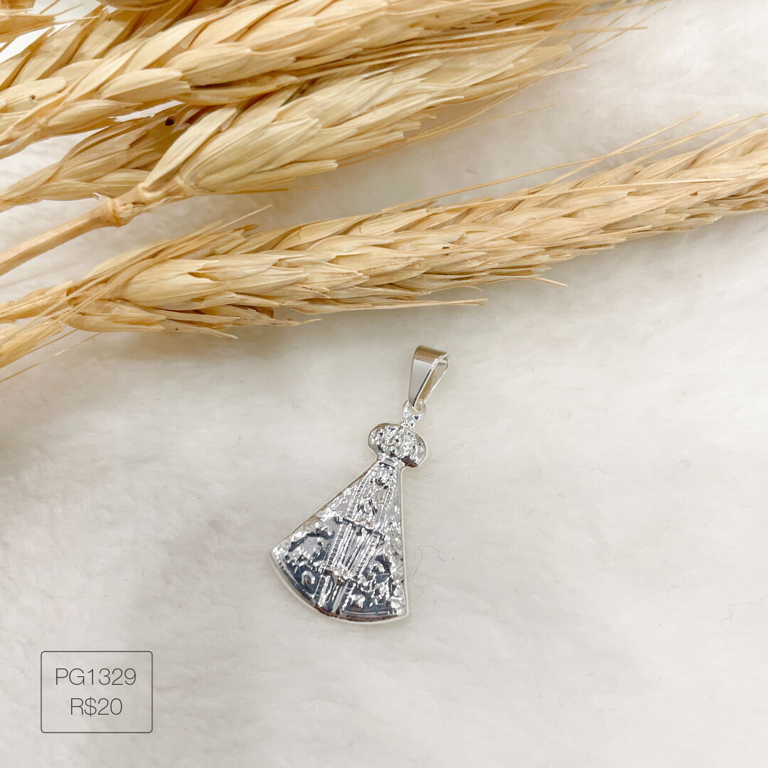 Pingente Formato de N. Senhora Pendurado M Liso Prateado